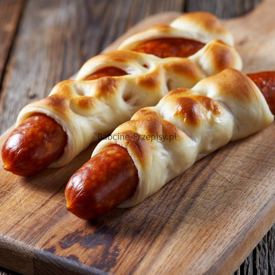 Kabanosy w cieście drożdżowym Kabanosy w cieście drożdżowym